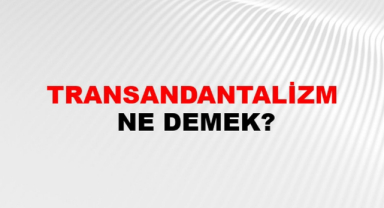 Transandantalizm Ne Demek?