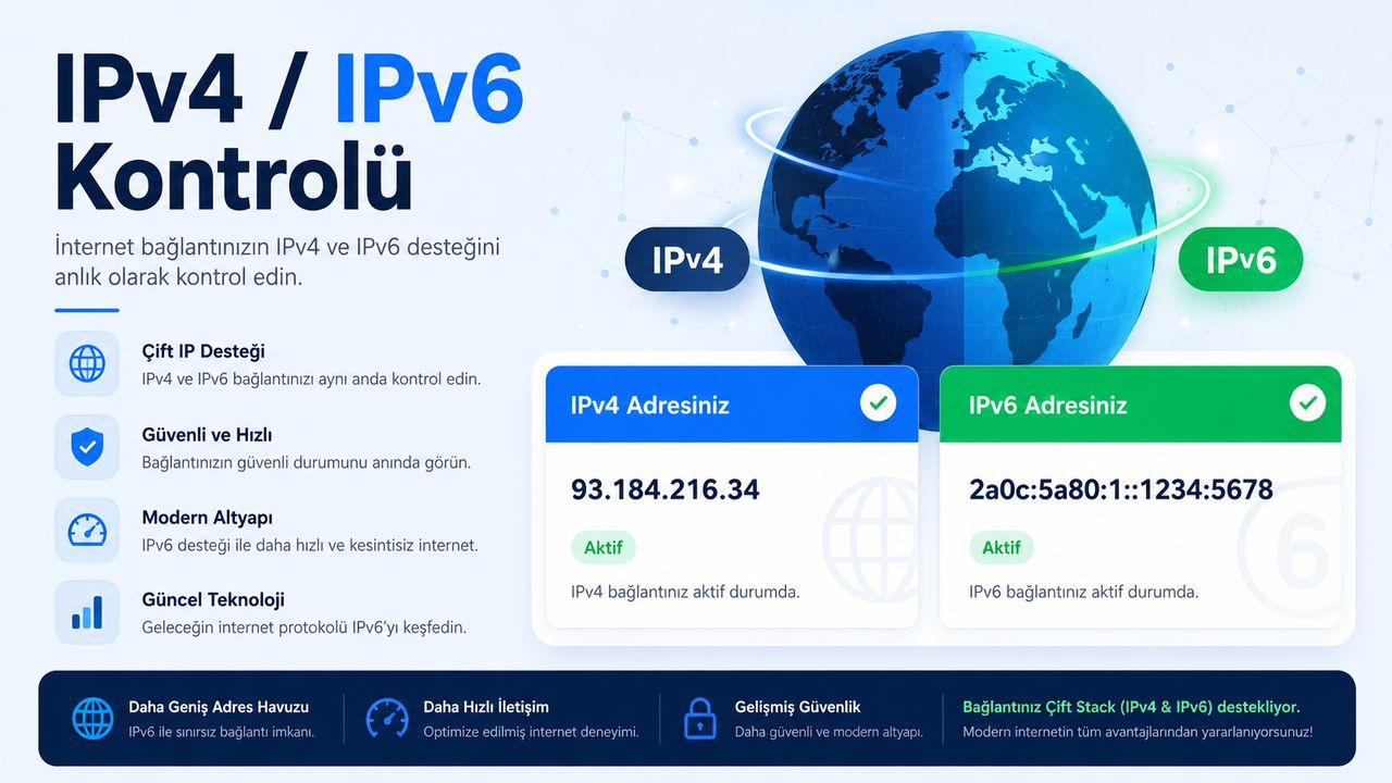 IPv4 ve IPv6 Nedir? İnternet Bağlantınızın IP Sürümünü Öğrenin