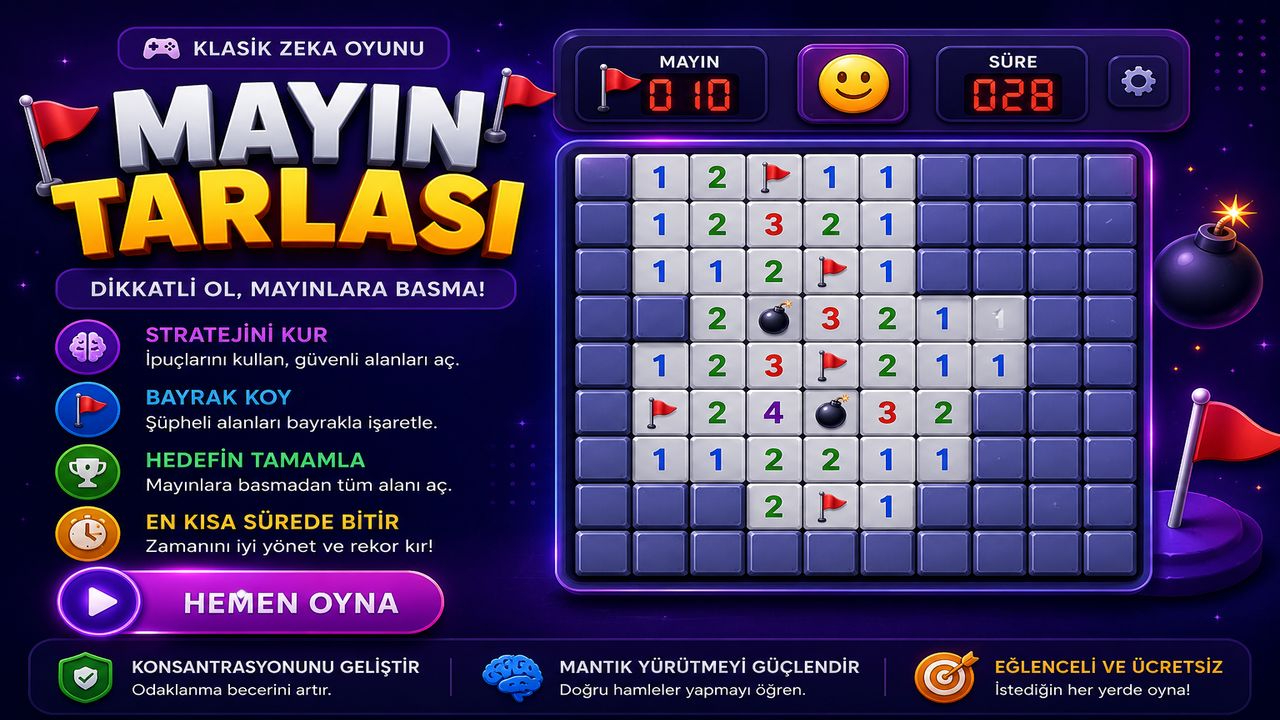Mayın Tarlası Oyunu Oyna | Ücretsiz Online Klasik Zeka Oyunu